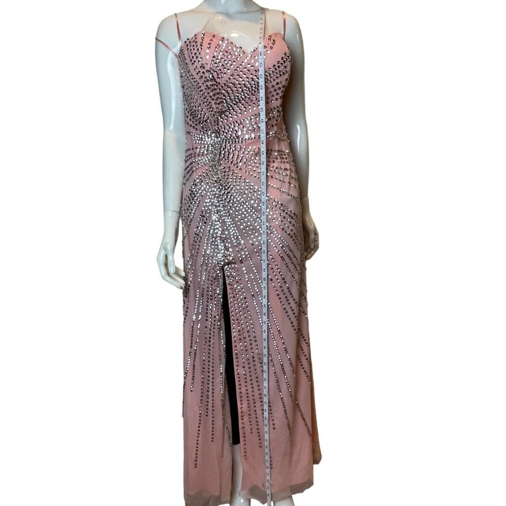 Cache Women Gorgeous Strapless Beaded Long Maxi Dress Front Slit Pink Size 8